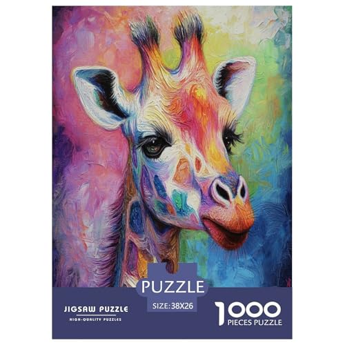 Kunst-Giraffe 1000 Teile Tiere Puzzle Für Erwachsene Home Decor Lernspiel Geburtstag Family Challenging Games Stress Relief 38x26cm/1000pcs von XKASKDFKE