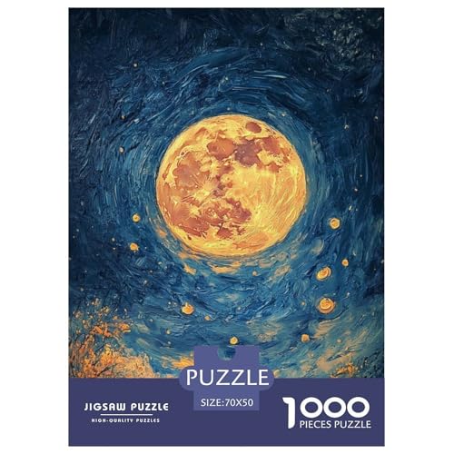 Kunstmond Erwachsene Puzzles 1000 Teile Schöner Mond Geschicklichkeitsspiel Für Die Ganze Familie Lernspiel Wohnkultur Geburtstag Stress Relief 70x50cm/1000pcs von XKASKDFKE