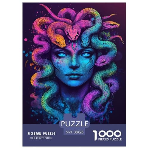 Medusa Erwachsene Puzzle 1000 Teile Fantasiewesen Lernspiel Geburtstag Family Challenging Games Wohnkultur Entspannung Und Intelligenz 38x26cm/1000pcs von XKASKDFKE