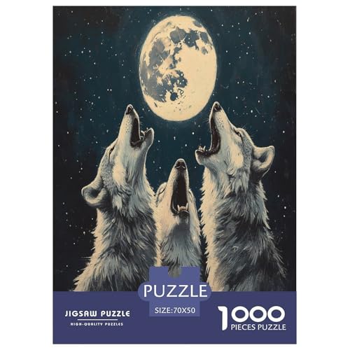MondWolf Erwachsene Puzzle 1000 Teile Tiere Lernspiel Geburtstag Family Challenging Games Wohnkultur Entspannung Und Intelligenz 70x50cm/1000pcs von XKASKDFKE