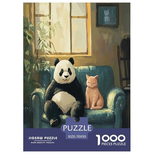 Puzzle Bär und Katze Geschicklichkeitsspiel Lernspiel Herausforderung Spielzeug Tiere 1000 Teile Herausforderndes Puzzle Für Erwachsene Und Kinder 70x50cm/1000pcs von XKASKDFKE