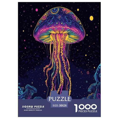 Puzzle Farbenfrohes Bunte Qualle Geschicklichkeitsspiel Erwachsene Puzzles Marine Tieres Puzzle 1000 Teile Impossible Puzzle Für Erwachsene Kinder 38x26cm/1000pcs von XKASKDFKE