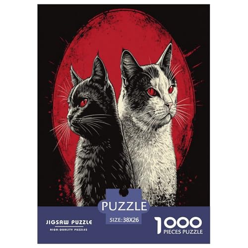 Puzzle Farbenfrohes Coole Katzen Geschicklichkeitsspiel Erwachsene Puzzles Pet Tieres Buntes Legespiel 1000-teilige Puzzles Impossible Puzzle Für Erwachsene Und Kinder 38x26cm/1000pcs von XKASKDFKE