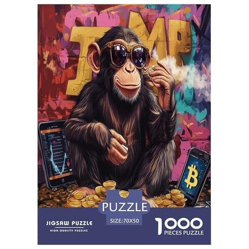 Puzzle Farbenfrohes Cooler AFFE Geschicklichkeitsspiel Erwachsene Puzzles Tieres Buntes Legespiel 1000-teilige Puzzles Impossible Puzzle Für Erwachsene Und Kinder 70x50cm/1000pcs von XKASKDFKE