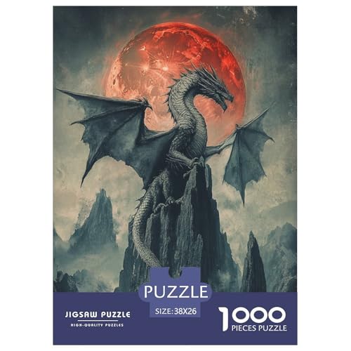 Puzzle Farbenfrohes Cooler Drache Geschicklichkeitsspiel Erwachsene Puzzles Tiere Puzzle 1000 Teile Impossible Puzzle Für Erwachsene Kinder 38x26cm/1000pcs von XKASKDFKE