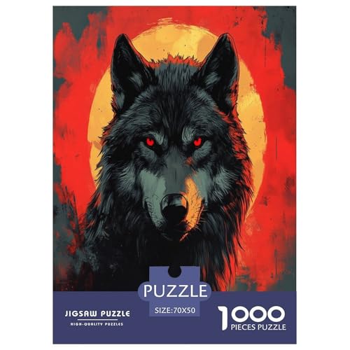 Puzzle Farbenfrohes Cooler Wolf Geschicklichkeitsspiel Erwachsene Puzzles Tiere Buntes Legespiel 1000-teilige Puzzles Impossible Puzzle Für Erwachsene Und Kinder 70x50cm/1000pcs von XKASKDFKE
