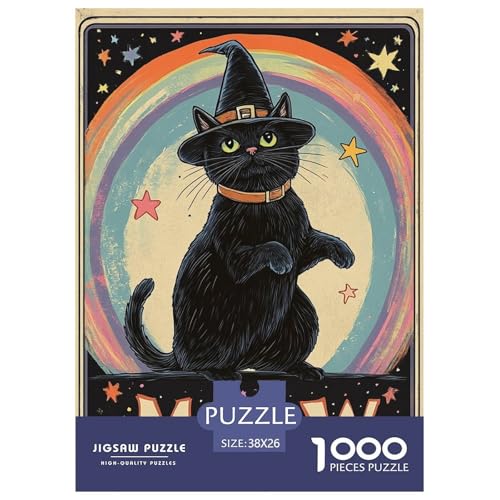 Puzzle Farbenfrohes Halloween-Katze Geschicklichkeitsspiel Erwachsene Puzzles Tieres Buntes Legespiel 1000-teilige Puzzles Impossible Puzzle Für Erwachsene Und Kinder 38x26cm/1000pcs von XKASKDFKE