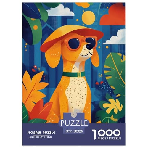 Puzzle Farbenfrohes Künstlerischer Hund Geschicklichkeitsspiel Lernspiel Herausforderung Spielzeug Tiere Buntes Legespiel 1000 Teile Erwachsenen Puzzle Für Erwachsene 38x26cm/1000pcs von XKASKDFKE