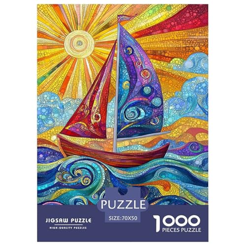 Puzzle Farbenfrohes Kunst-Segelboot Geschicklichkeitsspiel Lernspiel Herausforderung Spielzeug Fahrzeuge Buntes Legespiel 1000 Teile Erwachsenen Puzzle Für Erwachsene 70x50cm/1000pcs von XKASKDFKE
