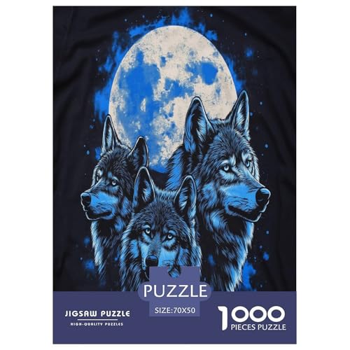 Puzzle Farbenfrohes MondWolf Geschicklichkeitsspiel Erwachsene Puzzles Tiere Puzzle 1000 Teile Impossible Puzzle Für Erwachsene Kinder 70x50cm/1000pcs von XKASKDFKE