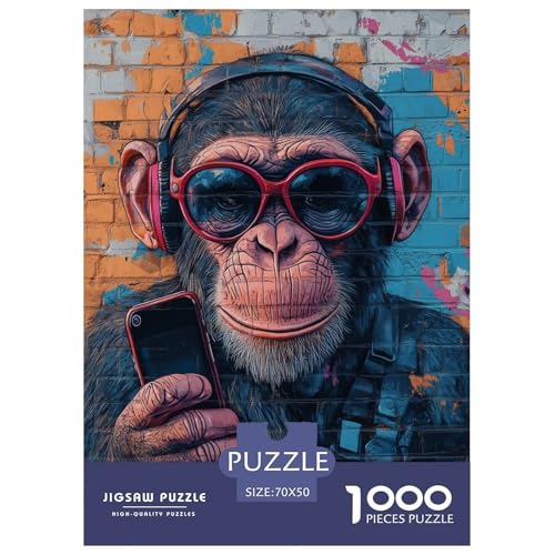 Puzzle Farbenfrohes Süßer AFFE Geschicklichkeitsspiel Lernspiel Herausforderung Spielzeug Tiere Buntes Legespiel 1000 Teile Erwachsenen Puzzle Für Erwachsene 70x50cm/1000pcs von XKASKDFKE
