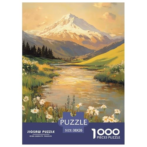 Puzzle Farbenfrohes Verschneite Berglandschaft Geschicklichkeitsspiel Erwachsene Puzzles Schöne Landschaften Buntes Legespiel 1000-teilige Puzzles Impossible Puzzle Für Erwachsene Und Kinder 38x26cm von XKASKDFKE