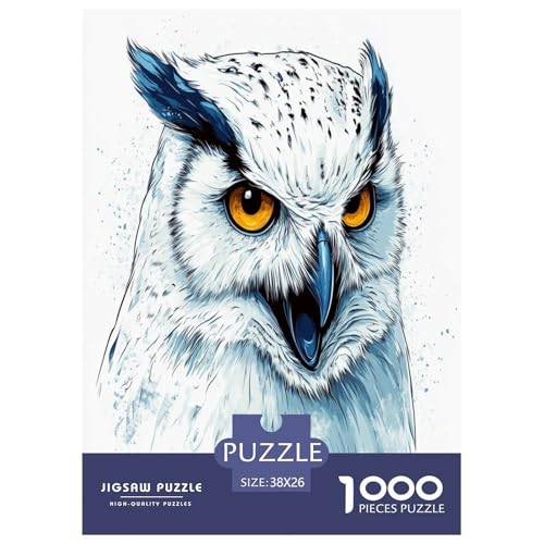Puzzle Farbenfrohes Weiße Eule Geschicklichkeitsspiel Erwachsene Puzzles Tieres Puzzle 1000 Teile Impossible Puzzle Für Erwachsene Kinder 38x26cm/1000pcs von XKASKDFKE