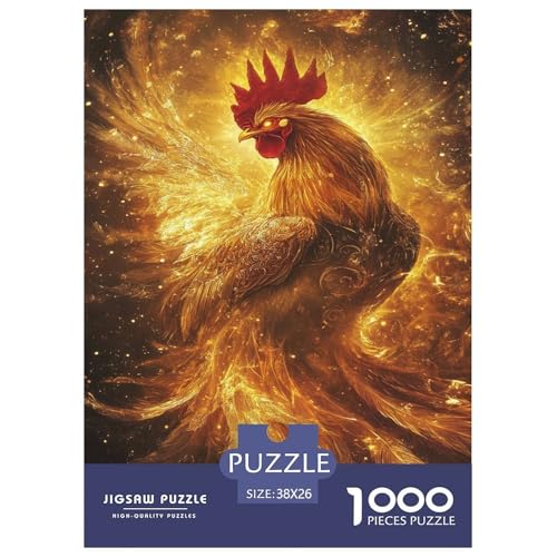 Puzzle Flammender Hahn Klassische Puzzles Lernspiel Herausforderung Spielzeug Tieres Buntes Legespiel 1000-teilige Puzzles Herausforderndes Puzzle Für Erwachsene Kinder 38x26cm/1000pcs von XKASKDFKE