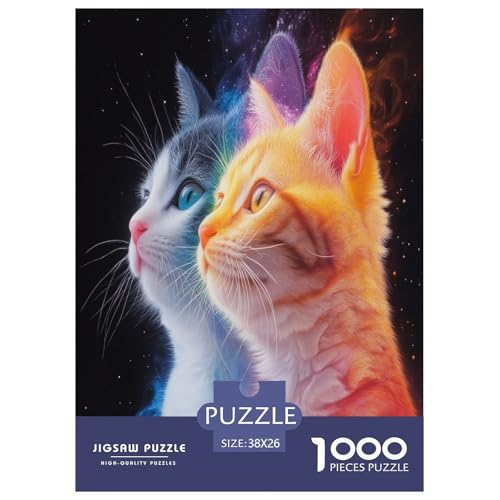Puzzle Künstlerische Katze Geschicklichkeitsspiel Erwachsene Puzzles Tiere Buntes Legespiel Puzzle 1000 Teile Herausforderndes Geschicklichkeitsspiel Für Die Ganze Familie 38x26cm/1000pcs von XKASKDFKE