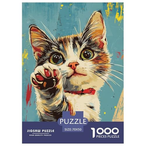 Puzzle Künstlerische Katze Geschicklichkeitsspiel Lernspiel Herausforderung Spielzeug Tiere 1000 Teile Herausforderndes Puzzle Für Erwachsene Und Kinder 70x50cm/1000pcs von XKASKDFKE