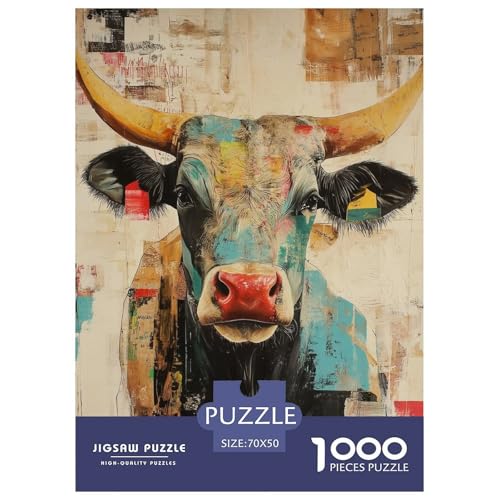 Puzzle Kunstkuh Geschicklichkeitsspiel Lernspiel Herausforderung Spielzeug Tiere 1000 Teile Herausforderndes Puzzle Für Erwachsene Und Kinder 70x50cm/1000pcs von XKASKDFKE