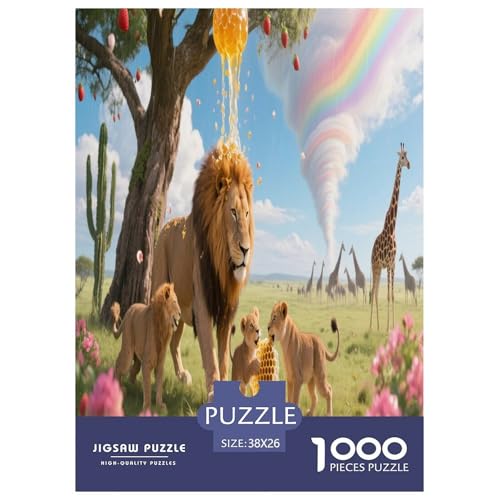 Puzzle Löwe Klassische Puzzles Lernspiel Herausforderung Spielzeug Wildtiere Puzzle-Geschenk 1000-teilige Puzzles Erwachsenen Puzzle Für Erwachsene Und Kinder 38x26cm/1000pcs von XKASKDFKE