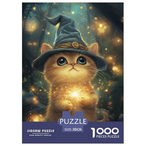 Puzzle Magische Katze Puzzle Farbenfrohes Legespiel Erwachsene Puzzles Tieres Clevere Rätsel 1000 Teile Geburtstagsgeschenk Für Erwachsene Für Erwachsene Kinder 38x26cm/1000pcs von XKASKDFKE