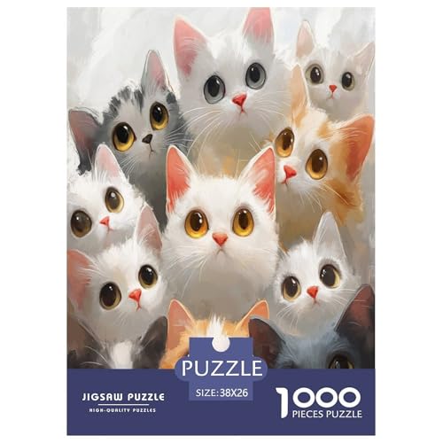 Puzzle Süße Katze Klassische Puzzles Lernspiel Herausforderung Spielzeug Tiere Puzzle-Geschenk 1000-teilige Puzzles Erwachsenen Puzzle Für Erwachsene Und Kinder 38x26cm/1000pcs von XKASKDFKE
