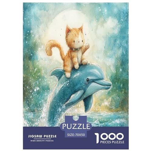 Puzzle Wal und Katze Klassische Puzzles Lernspiel Herausforderung Spielzeug Tieres Buntes Legespiel 1000-teilige Puzzles Herausforderndes Puzzle Für Erwachsene Kinder 70x50cm/1000pcs von XKASKDFKE