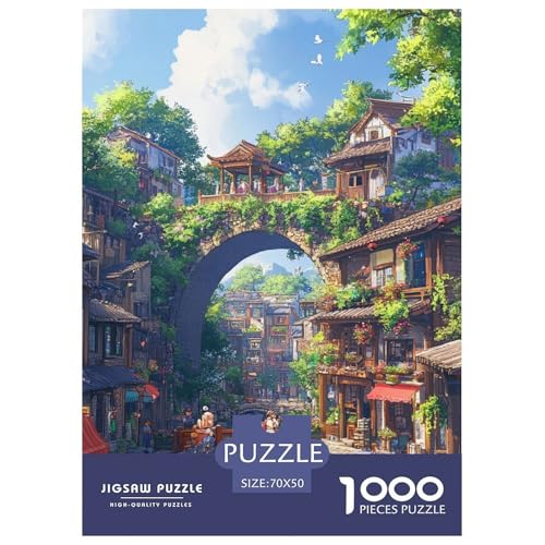 Puzzles Anime-Landschaft Geschicklichkeitsspiel Erwachsene Puzzles Schöne Landschaften 1000 Teile Puzzle Geburtstagsgeschenk Für Erwachsene Für Erwachsene Und Kinder 70x50cm/1000pcs von XKASKDFKE