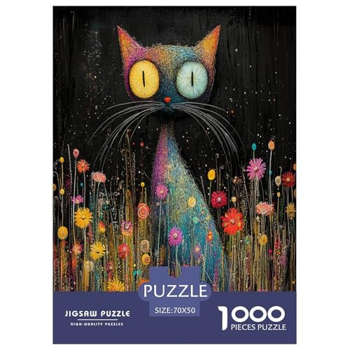 Puzzles Künstlerische Katze Geschicklichkeitsspiel Home Dekoration Puzzle Tiere 1000 Teile Erwachsenen Puzzle Für Erwachsene Und Kinder 70x50cm/1000pcs von XKASKDFKE