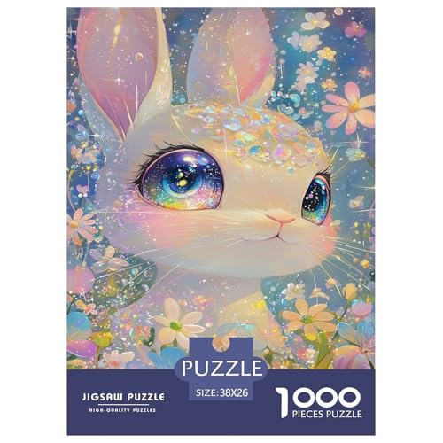 Puzzles Süßer Hase Geschicklichkeitsspiel Home Dekoration Puzzle Tiere 1000 Teile Erwachsenen Puzzle Für Erwachsene Und Kinder 38x26cm/1000pcs von XKASKDFKE