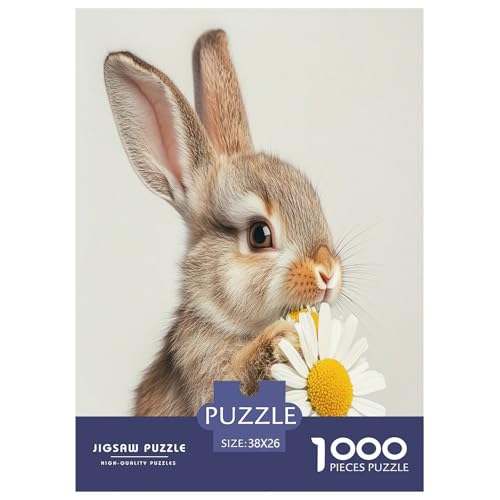 Puzzles Süßer Hase Geschicklichkeitsspiel Home Dekoration Puzzle Tiere 1000 Teile Erwachsenen Puzzle Für Erwachsene Und Kinder 38x26cm/1000pcs von XKASKDFKE