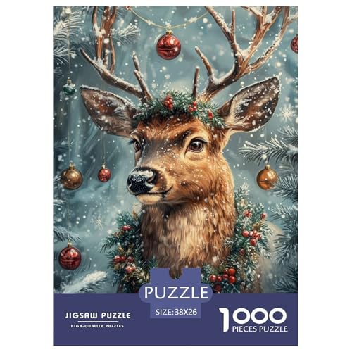 Rentier Erwachsene 1000 Teile Tiere Puzzles Educational Game Home Decor Geburtstag Family Challenging Games Stress Relief Toy 38x26cm/1000pcs von XKASKDFKE