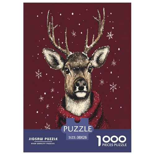 Rentier Erwachsene 1000 Teile Tiere Puzzles Lernspiel Wohnkultur Geburtstag Family Challenging Games Entspannung Und Intelligenz 38x26cm/1000pcs von XKASKDFKE