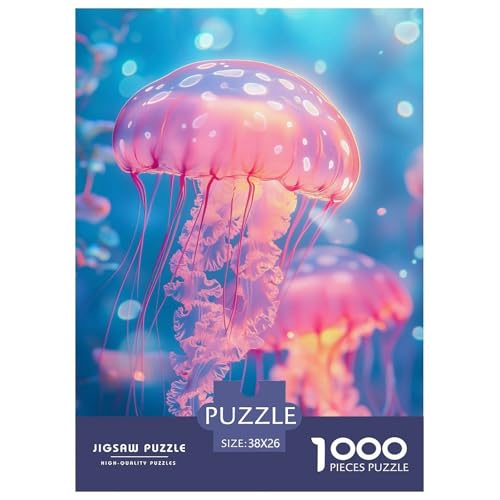 Rosa Qualle Erwachsene Puzzles 1000 Teile Marine Tieres Geschicklichkeitsspiel Für Die Ganze Familie Lernspiel Wohnkultur Geburtstag Stress Relief 38x26cm/1000pcs von XKASKDFKE