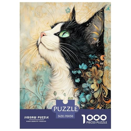 Schöne Katze Erwachsene Puzzle 1000 Teile Tiere Lernspiel Geburtstag Family Challenging Games Wohnkultur Entspannung Und Intelligenz 70x50cm/1000pcs von XKASKDFKE