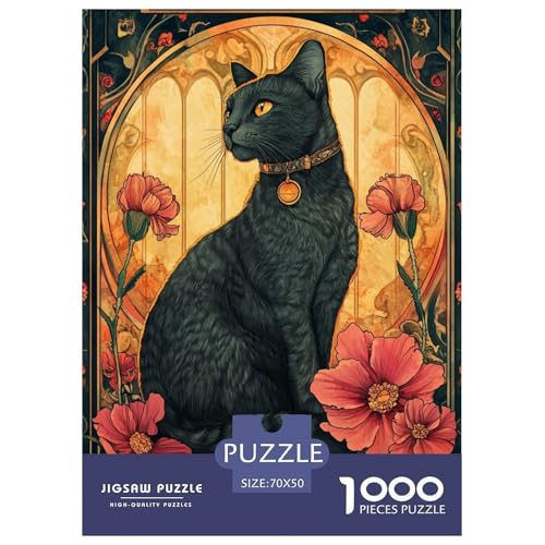 Schöne Katze Puzzle 1000 Teile Tiere Erwachsene Geschicklichkeitsspiel Für Die Ganze Familie Wohnkultur Lernspiel Geburtstag Stress Relief 70x50cm/1000pcs von XKASKDFKE