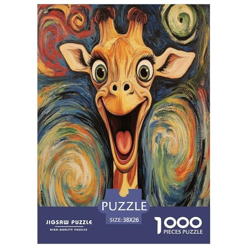 Süße Giraffe 1000 Teile Tiere Puzzle Für Erwachsene Geburtstag Lernspiel Family Challenging Games Wohnkultur Stress Relief 38x26cm/1000pcs von XKASKDFKE