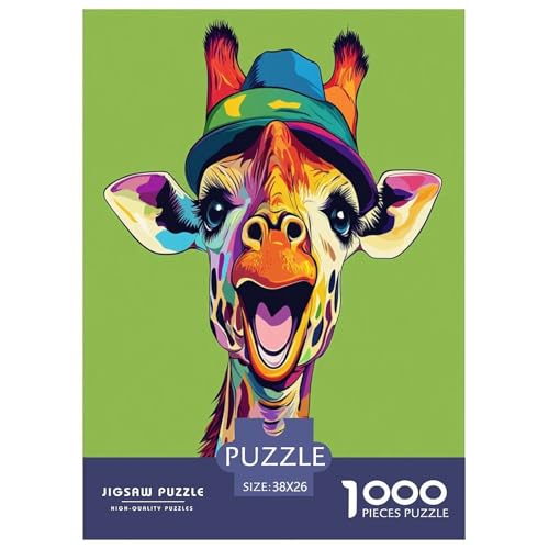 Süße Giraffe Erwachsene 1000 Teile Tiere Puzzles Educational Game Home Decor Geburtstag Family Challenging Games Stress Relief Toy 38x26cm/1000pcs von XKASKDFKE