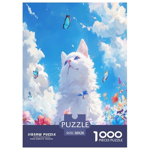 Süße Katze 1000 Teile Tiere Für Erwachsene Puzzles Lernspiel Wohnkultur Geburtstag Family Challenging Games Stress Relief Toy 38x26cm/1000pcs von XKASKDFKE