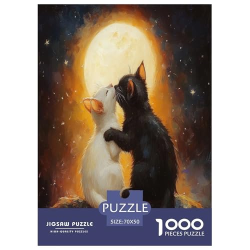 Süße Katze 1000 Teile Tiere Puzzle Für Erwachsene Geburtstag Lernspiel Family Challenging Games Wohnkultur Stress Relief 70x50cm/1000pcs von XKASKDFKE