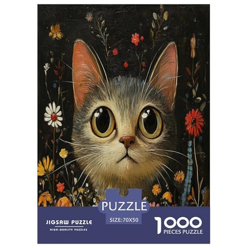 Süße Katze 1000 Teile Tiere Puzzle Für Erwachsene Wohnkultur Lernspiel Geburtstag Family Challenging Games Stress Relief 70x50cm/1000pcs von XKASKDFKE