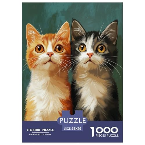 Süße Katze Erwachsene 1000 Teile Tiere Puzzles Lernspiel Wohnkultur Geburtstag Family Challenging Games Entspannung Und Intelligenz 38x26cm/1000pcs von XKASKDFKE