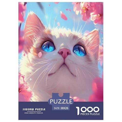 Süße Katze Puzzle 1000 Teile Tiere Erwachsene Geschicklichkeitsspiel Für Die Ganze Familie Wohnkultur Lernspiel Geburtstag Stress Relief 38x26cm/1000pcs von XKASKDFKE