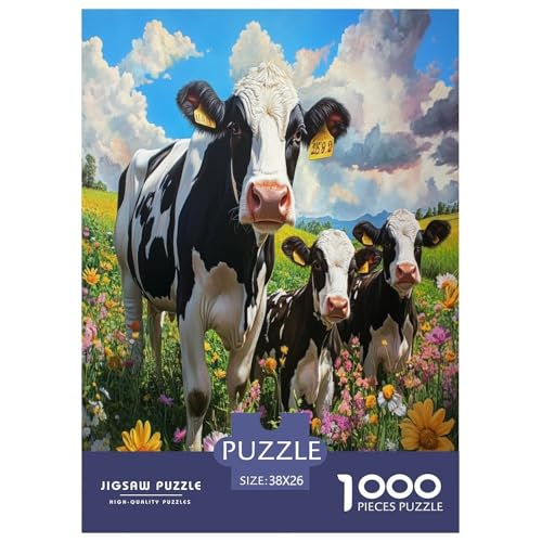 Süße Kuh 1000 Teile Tiere Puzzle Für Erwachsene Wohnkultur Lernspiel Geburtstag Family Challenging Games Stress Relief 38x26cm/1000pcs von XKASKDFKE