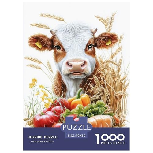 Süße Kuh Erwachsene Puzzle 1000 Teile Tiere Lernspiel Geburtstag Family Challenging Games Wohnkultur Entspannung Und Intelligenz 70x50cm/1000pcs von XKASKDFKE