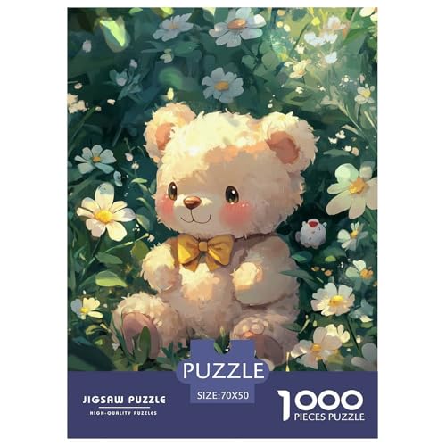 Süßer Bär Puzzle 1000 Teile Tiere Erwachsene Geschicklichkeitsspiel Für Die Ganze Familie Wohnkultur Lernspiel Geburtstag Stress Relief 70x50cm/1000pcs von XKASKDFKE