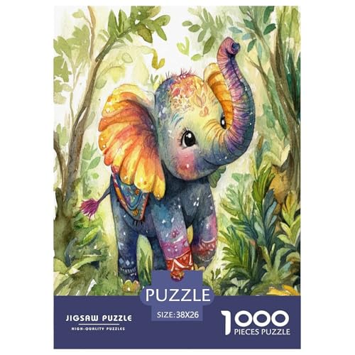 Süßer Elefant 1000 Teile Tiere Puzzle Für Erwachsene Home Decor Lernspiel Geburtstag Family Challenging Games Stress Relief 38x26cm/1000pcs von XKASKDFKE