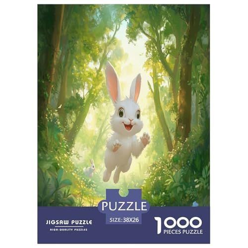 Süßer Hase 1000 Teile Tiere Puzzle Erwachsene Geburtstag Lernspiel Moderne Wohnkultur Family Challenging Games Stress Relief 38x26cm/1000pcs von XKASKDFKE