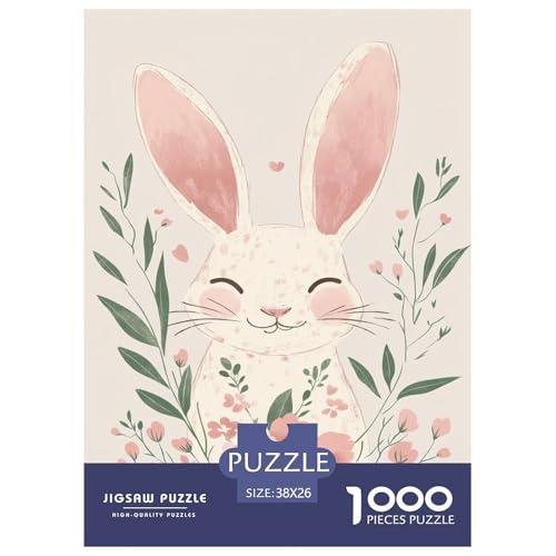 Süßer Hase 1000 Teile Tiere Puzzle Für Erwachsene Home Decor Lernspiel Geburtstag Family Challenging Games Stress Relief 38x26cm/1000pcs von XKASKDFKE