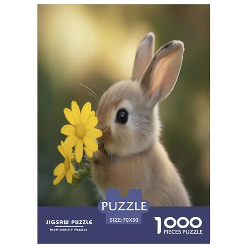 Süßer Hase Erwachsene 1000 Teile Tiere Puzzles Lernspiel Wohnkultur Geburtstag Family Challenging Games Entspannung Und Intelligenz 70x50cm/1000pcs von XKASKDFKE