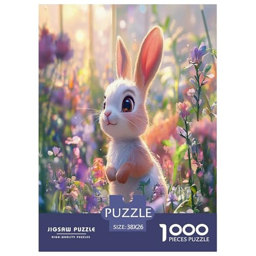 Süßer Hase Erwachsene Puzzles 1000 Teile Tiere Geschicklichkeitsspiel Für Die Ganze Familie Lernspiel Wohnkultur Geburtstag Stress Relief 38x26cm/1000pcs von XKASKDFKE