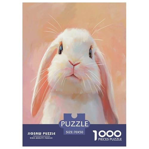 Süßer Hase Erwachsene Puzzles 1000 Teile Tiere Geschicklichkeitsspiel Für Die Ganze Familie Lernspiel Wohnkultur Geburtstag Stress Relief 70x50cm/1000pcs von XKASKDFKE